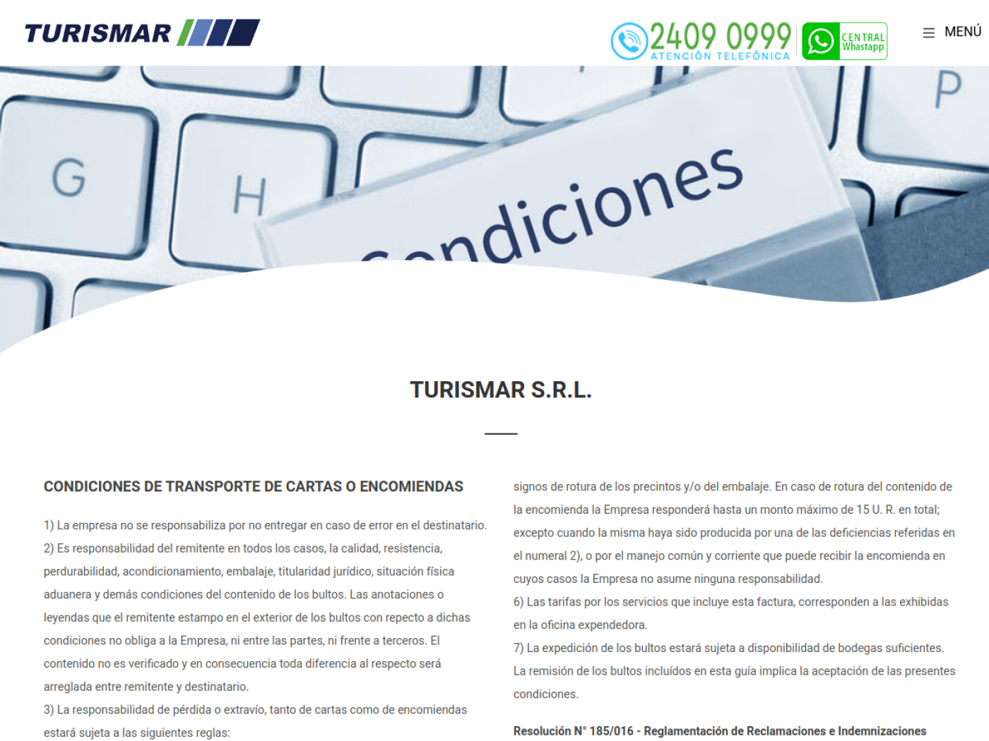 Condiciones de transporte de Turismar